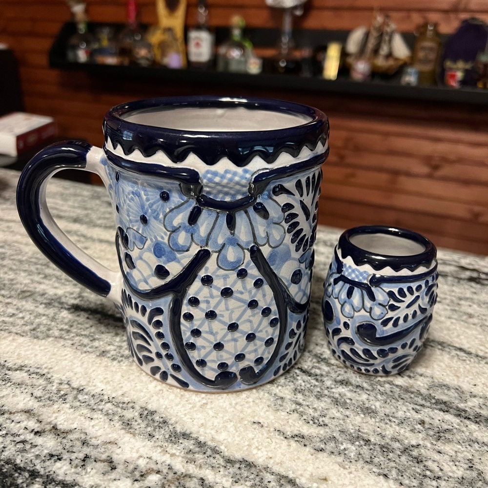 Set of Beer Mug 15 cm and tequila shot cup! Handmade items from Mexico!